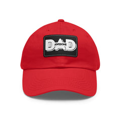 Dad Awesome Hat with Leather Patch (Rectangle)