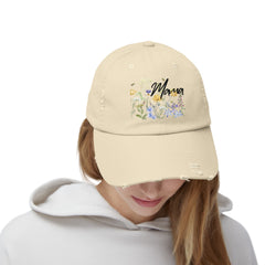 Mama Flowers Unisex Distressed Cap