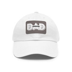 Dad Awesome Hat with Leather Patch (Rectangle)