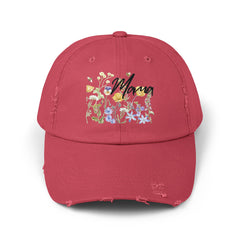 Mama Flowers Unisex Distressed Cap