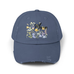 Mama Flowers Unisex Distressed Cap