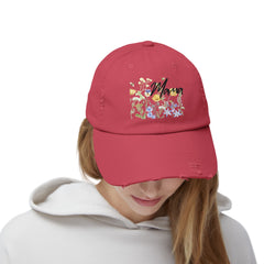 Mama Flowers Unisex Distressed Cap