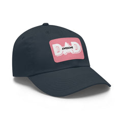 Dad Awesome Hat with Leather Patch (Rectangle)