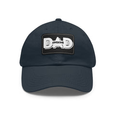 Dad Awesome Hat with Leather Patch (Rectangle)