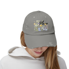 Mama Flowers Unisex Distressed Cap