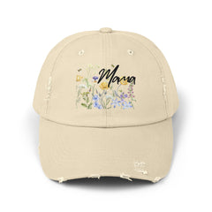 Mama Flowers Unisex Distressed Cap