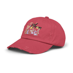 Mama Flowers Unisex Distressed Cap