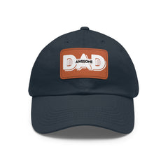 Dad Awesome Hat with Leather Patch (Rectangle)